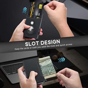 GAOCHALE Apple AirTag Wallet Genuine Leather Air Tag Wallet RFID Blocking Technology Credit Card Holder with Slim Money Slot for Men (No AirTag Included)