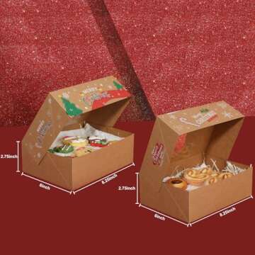 YEKTFS Christmas Cookie Boxes - Bulk 24 Pack 8.25x6x2.75in Christmas Cookie Tins with Lids, Treat Boxes for Cookies, Baked Goods Packaging & Gift Giving