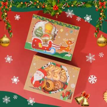 YEKTFS Christmas Cookie Boxes - Bulk 24 Pack 8.25x6x2.75in Christmas Cookie Tins with Lids, Treat Boxes for Cookies, Baked Goods Packaging & Gift Giving