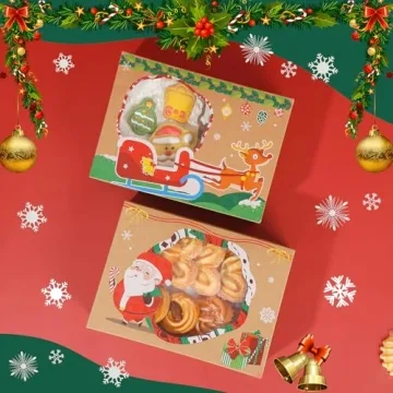 YEKTFS Christmas Cookie Boxes - 24 Pack for Festive Gifts