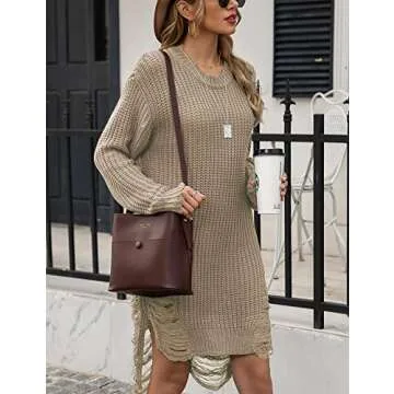 Zilcremo Women Oversized Knit Pullover Sweater Dress