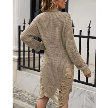 Zilcremo Women Oversized Knit Pullover Sweater Dress