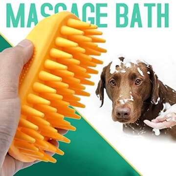 Pet Silicone Shampoo Brush for Long & Short Hair Medium Large Pets Dogs Cats,Shower Wash Curry Brush,Dog hair Products Accessories Dog Back Massage for Long & Short Hair Small Large Pets Dogs(Green)