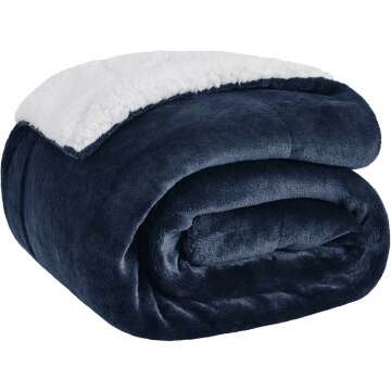 Bedsure Sherpa Fleece Throw Blanket - 50x60 Navy