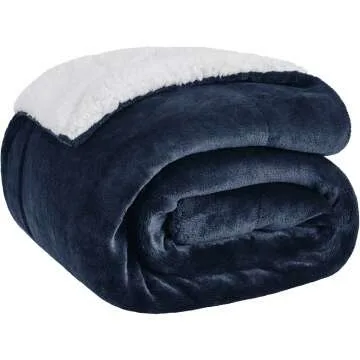 Bedsure Sherpa Fleece Throw Blanket - 50x60 Navy
