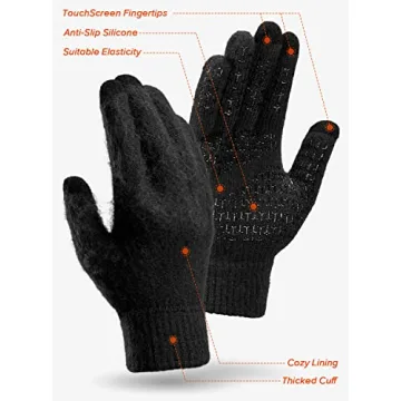 TRENDOUX Winter Touchscreen Gloves for Men and Women - Black M