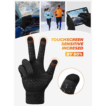TRENDOUX Winter Touchscreen Gloves for Men and Women - Black M