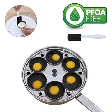 Egg Poacher Pan - Stainless Steel Poached Egg Cooker – Perfect Poached Egg Maker – Induction Cooktop Egg Poachers Cookware Set with 6 Nonstick Large PFOA FREE Egg Poacher Cups and Silicone Spatula