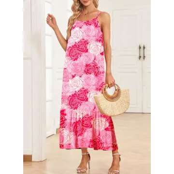 Dokotoo 2025 Scoop Neck Boho Maxi Dress for Women