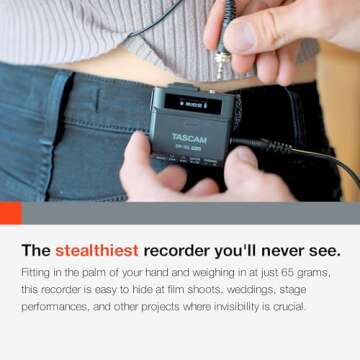 TASCAM DR-10L Pro Ultra Portable Personal Recorder with Lavalier Microphone, 32-bit Float Recording, microSDHC Card Support, and Support for Atomos Wireless Timecode