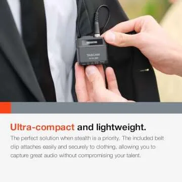 TASCAM DR-10L Pro Ultra Portable Personal Recorder with Lavalier Microphone, 32-bit Float Recording, microSDHC Card Support, and Support for Atomos Wireless Timecode