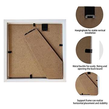 TouYinger 5x5 Small Shadow Box Frame Display Case, Display Case Box for Memorabilia, Medal, Wedding Memories, Crafts, Tickets and Photos (White, 5x5)