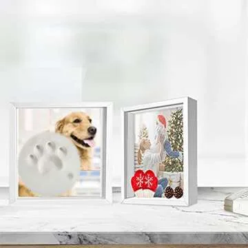 TouYinger 5x5 Small Shadow Box Frame Display Case, Display Case Box for Memorabilia, Medal, Wedding Memories, Crafts, Tickets and Photos (White, 5x5)