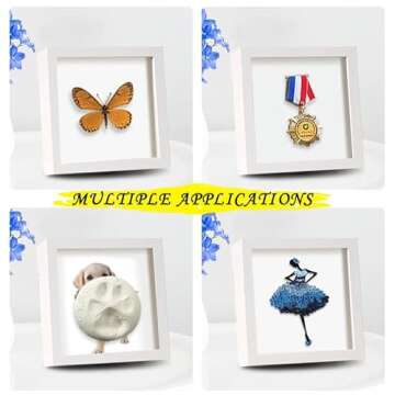 TouYinger 5x5 Small Shadow Box Frame Display Case, Display Case Box for Memorabilia, Medal, Wedding Memories, Crafts, Tickets and Photos (White, 5x5)