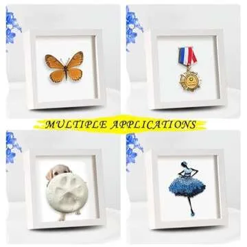 TouYinger 5x5 Small Shadow Box Frame Display Case, Display Case Box for Memorabilia, Medal, Wedding Memories, Crafts, Tickets and Photos (White, 5x5)