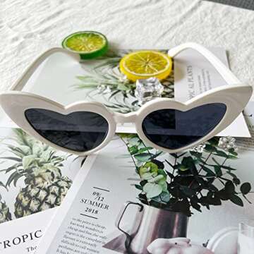Ridering Women Fashion Goggle Heart Sunglasses Vintage Love Heart Shaped Sunglasses Cat Eye Mod Styl...