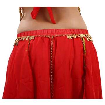 Cielary Gold Metal Coins Belly Dance Hip Scarf Belt Halloween Costume Accessory,Gold
