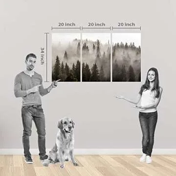 Foggy Forest Picture Wall Art - 3 Panels Canvas Print