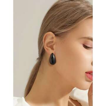 KeyStyle Chunky Gold Hoop Earrings for Women - Trendy Design