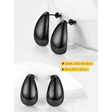 KeyStyle Chunky Gold Hoop Earrings for Women - Trendy Design