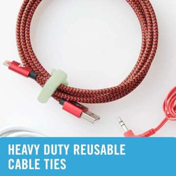 VELCRO Brand ONE-WRAP Cable Ties | 60Pk | 8 x 1/2" Straps, Multicolor | Strong Reusable Wire Management | Cord Bundling for Home Office and Data Centers