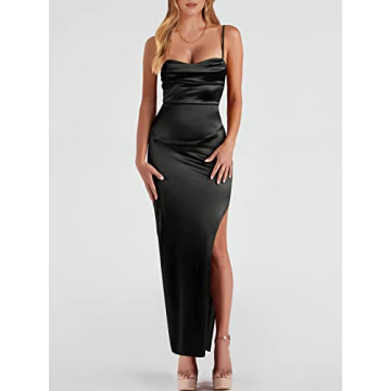 Elegant ANRABESS Satin Bodycon Dress for Formal Events