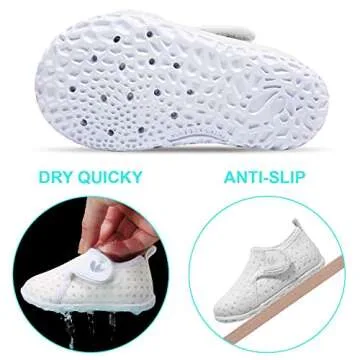 FEETCITY Kids Water Shoes Barefoot Skin Aqua Socks Barefoot Swim Yoga Surf Shoe for Baby Boys Girls White 18-24 Months Infant