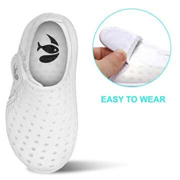 FEETCITY Kids Water Shoes Barefoot Skin Aqua Socks Barefoot Swim Yoga Surf Shoe for Baby Boys Girls White 18-24 Months Infant