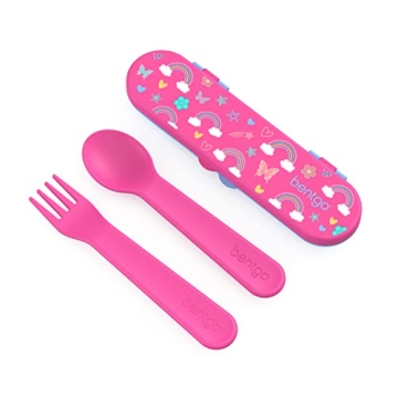 Bentgo Kids Utensil Set - Reusable Plastic Fork, Spoon & Storage Case BPA-Free Materials, Easy-Grip ...