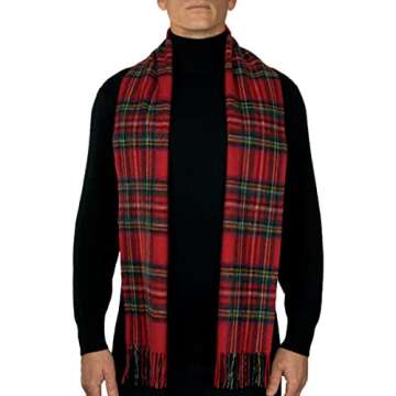 Oxfords Cashmere 100% Lambswool Tartan Scarf by Shepherds Land, Royal Stewart-One Size