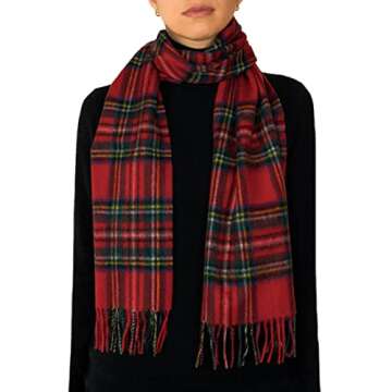 Oxfords Cashmere 100% Lambswool Tartan Scarf by Shepherds Land, Royal Stewart-One Size