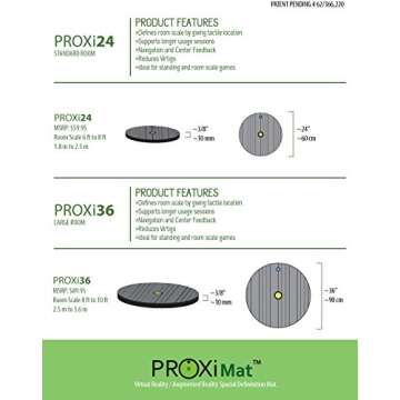 ProxiMat | ProxiOne | Grey | Standard | VR Virtual Reality Chaperone Safety Mat | 8' to 10' Room Scale | for HTC Vive, Oculus Rift Quest, Playstation PSVR, Pimax 5K 8K, Valve Index Headset …