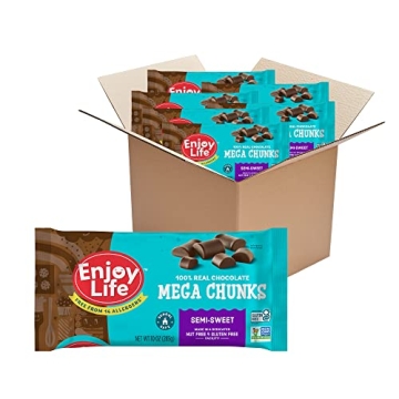 Enjoy Life Semi-Sweet Mega Chunks, Vegan Baking Chocolate Chips Bundle, 6 Bags