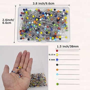 Urmspst 250PCS Colored Glass Head Sewing Pins