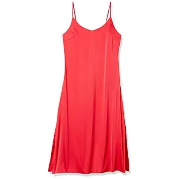 The Drop Women's Ana Silky V-Neck Midi Slip Dress Dress, -Red, XS