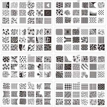 Finger Angel 16 PCS Designs Nail Art Stamping Stamp Plates with Template Holder Set Manicure Tools Nail Art Templates Stencils Decorations Tips