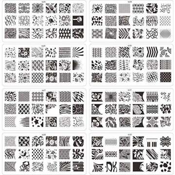 Finger Angel 16 PCS Designs Nail Art Stamping Stamp Plates with Template Holder Set Manicure Tools Nail Art Templates Stencils Decorations Tips