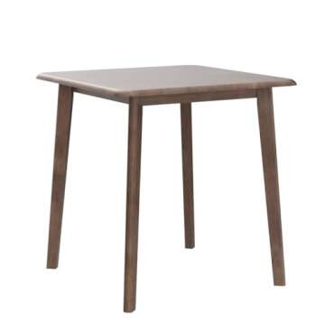 Livinia Canberra 27.6" Square Wooden Dining Table/Mid Century Modern Malaysian Oak Kitchen Table (Walnut) Table Only