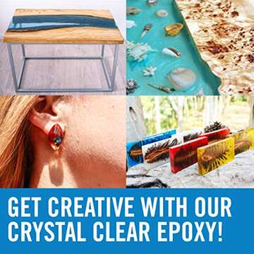 Craft Resin Epoxy Kit, 16 Oz Total, 2-Part Crystal Clear Supplies for Beginners, Includes Molds for ...