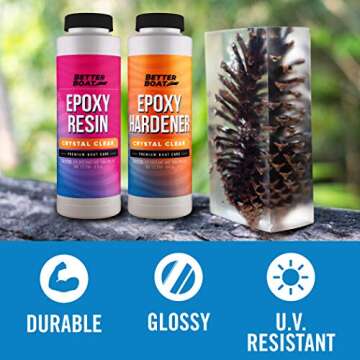 Craft Resin Epoxy Kit, 16 Oz Total, 2-Part Crystal Clear Supplies for Beginners, Includes Molds for Tabletop Art, Jewelry Casting, DIY Tumblers, Wood, and Boat Projects