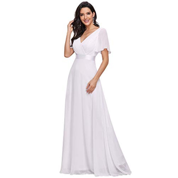 Ever-Pretty Women's Formal Dress Short Sleeve V-Neck Evening Dress Floor Length Mother of The Bride ...