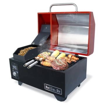 Hello.Dr Hello.Dr Portable Pellet Grill, Portable Pellet Smoker, Tabletop Smoker Grill 8 in 1 for RV...