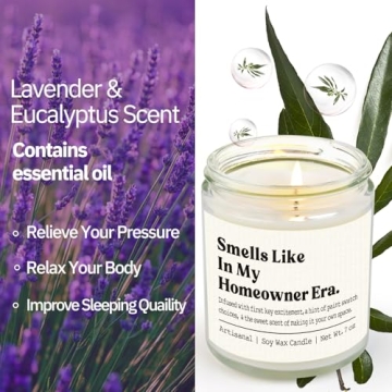 Shqiueos Housewarming Gifts New House/Home Candle Lavender Scented, Funny House Warming Gifts 2024, New House/Home Gift Ideas, New Homeowner Gifts, First Home, New Apartment Gifts Candle 7 Oz