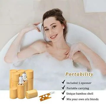 AUHOKY Bamboo Roll-On Bottles for Essential Oils - 12 Pcs
