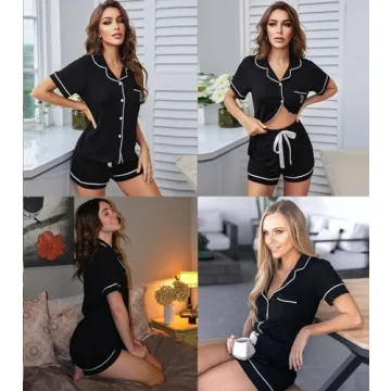 SWOMOG Women's Soft Button Down Pajama Set - Cozy Sleepwear