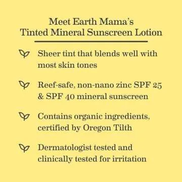 Earth Mama Tinted Mineral Sunscreen Lotion SPF 25, Contains Organic Argan and Red Raspberry Seed Oil, 3-Ounces