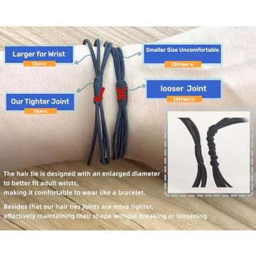 WDGROW No Dmamage Hair Ties for Girls,Women,Men,Large Pony tails Hair Ties,Handmade Bracelets, Hair Tie for Thick Curly Hair,20Pcs,4-1 Design,Hair Elastics (Slight blue)