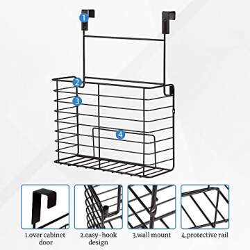 TreeLen 2PK- Kitchen Cabinet Organizer for Cutting Boards Over The Cabinet Organizer Wall Door Mount Foil Holders Rack for Kitchen Bathroom Pantry-Bronze …
