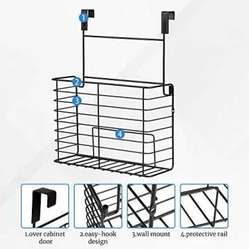 TreeLen 2PK- Kitchen Cabinet Organizer for Cutting Boards Over The Cabinet Organizer Wall Door Mount Foil Holders Rack for Kitchen Bathroom Pantry-Bronze …