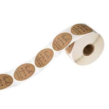 2" Round Kraft Thank You for Supporting My Small Business Stickers / 500 Brown Kraft Customer Apprec...